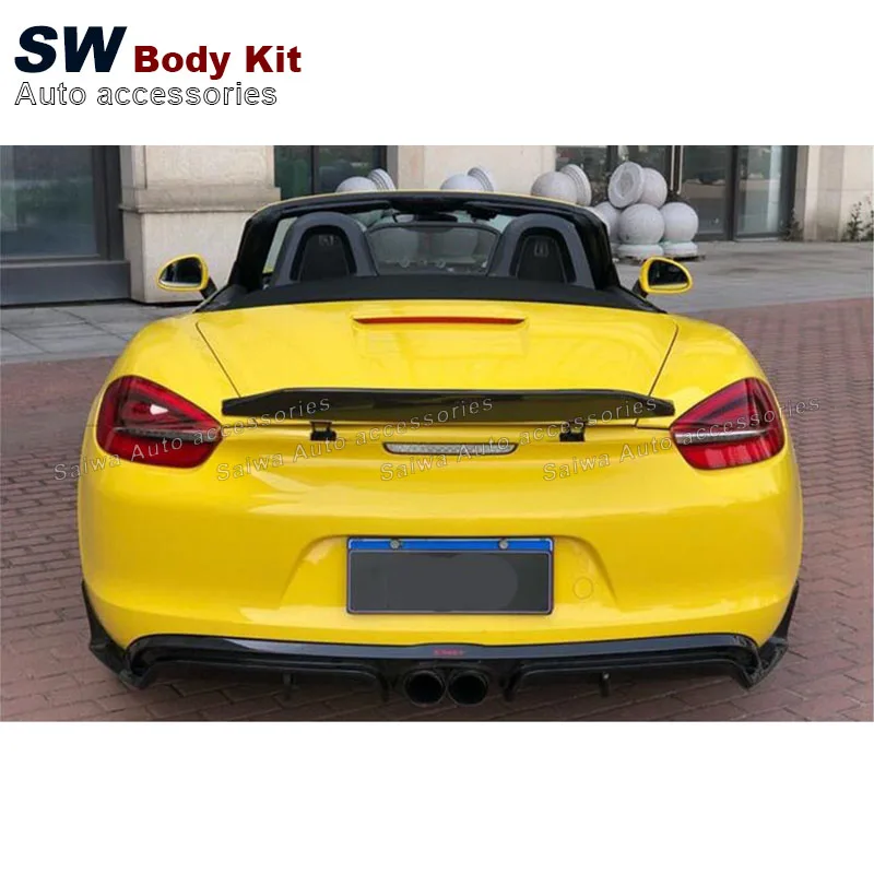 981 Carbon Fiber Rear Spoiler For Porsche 981 Cayman Boxster 2013-2016 Rear Trunk Spoiler Lip Guide Wing Lip Rear Wing