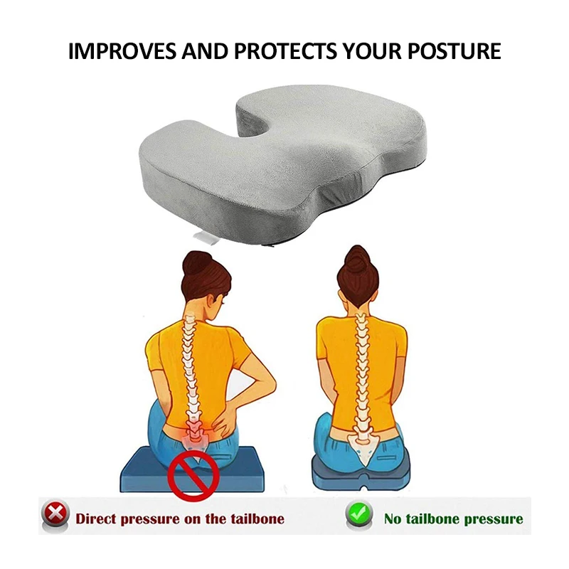Car Seat Cushion Memory Foam Coccyx Cushion Pads for Office Chair Car to Relieve Tailbone Pain Pillow to Correct Sitting posture