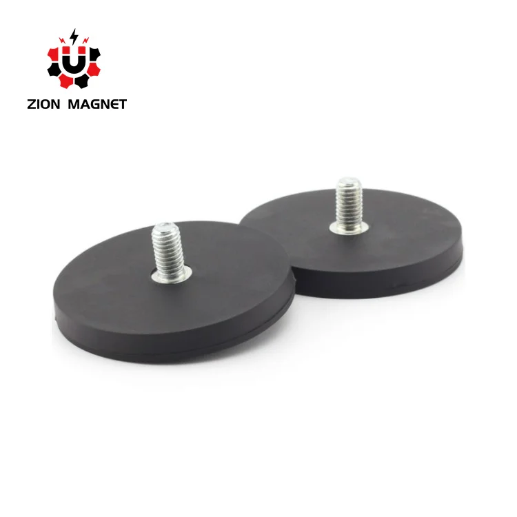 Wholesale Permanent Pot Magnetic Rare Earth Ndfeb With Rubber Coating With External Thread