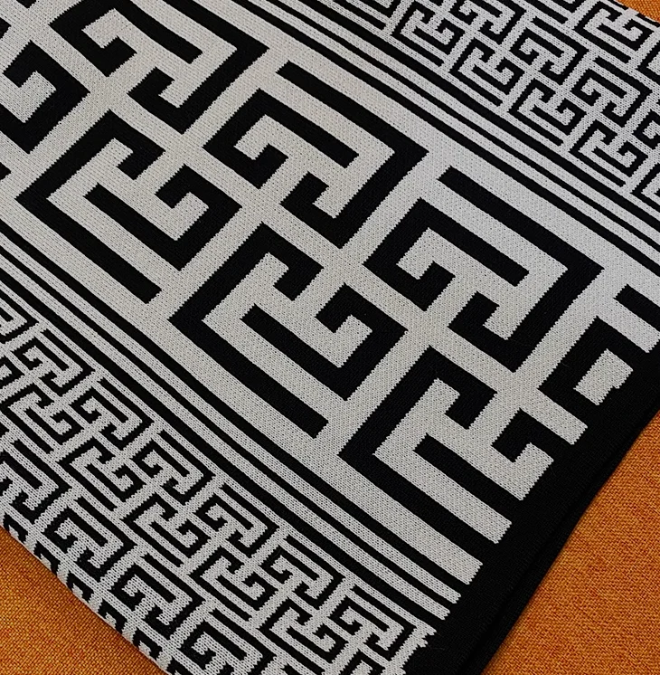 2024 Newest Designed Geometric Pattern Spring Lady Long Sleeve Stand Collar Slim Fitted Women Knit Short Dress