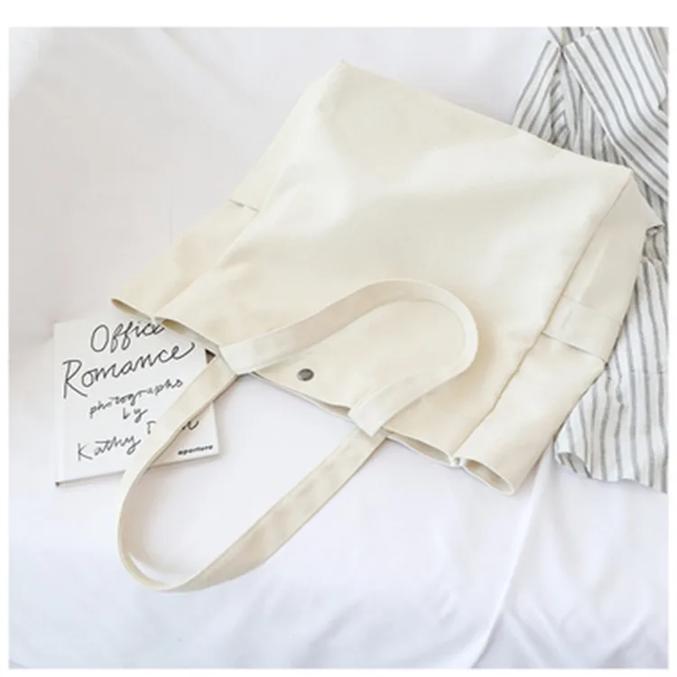 
Custom Solid Color Canvas handbag simple recycle cotton shopping bag with logo niche bag 