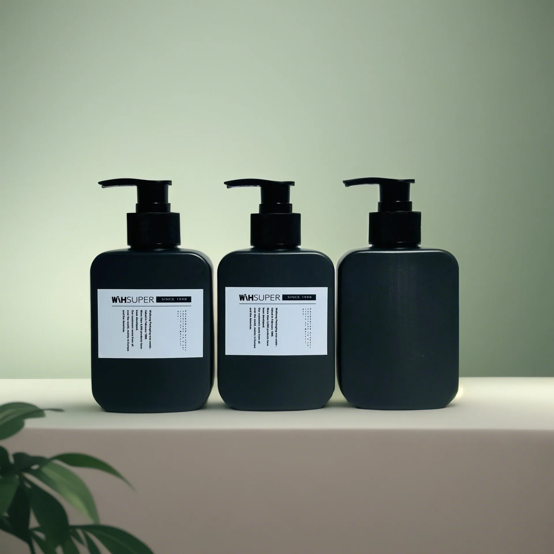 Manufacturer Wholesale HDPE 150ml Washing Lotion Bottle White square Plastic Dispenser Black Simple Press Shampoo