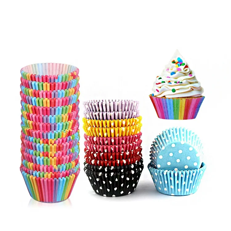 Wholesale Polka Dot Striped Standard Mini Size Custom Printed Cupcake Liner Baking Muffin Case Wrapper Disposable Paper Cup