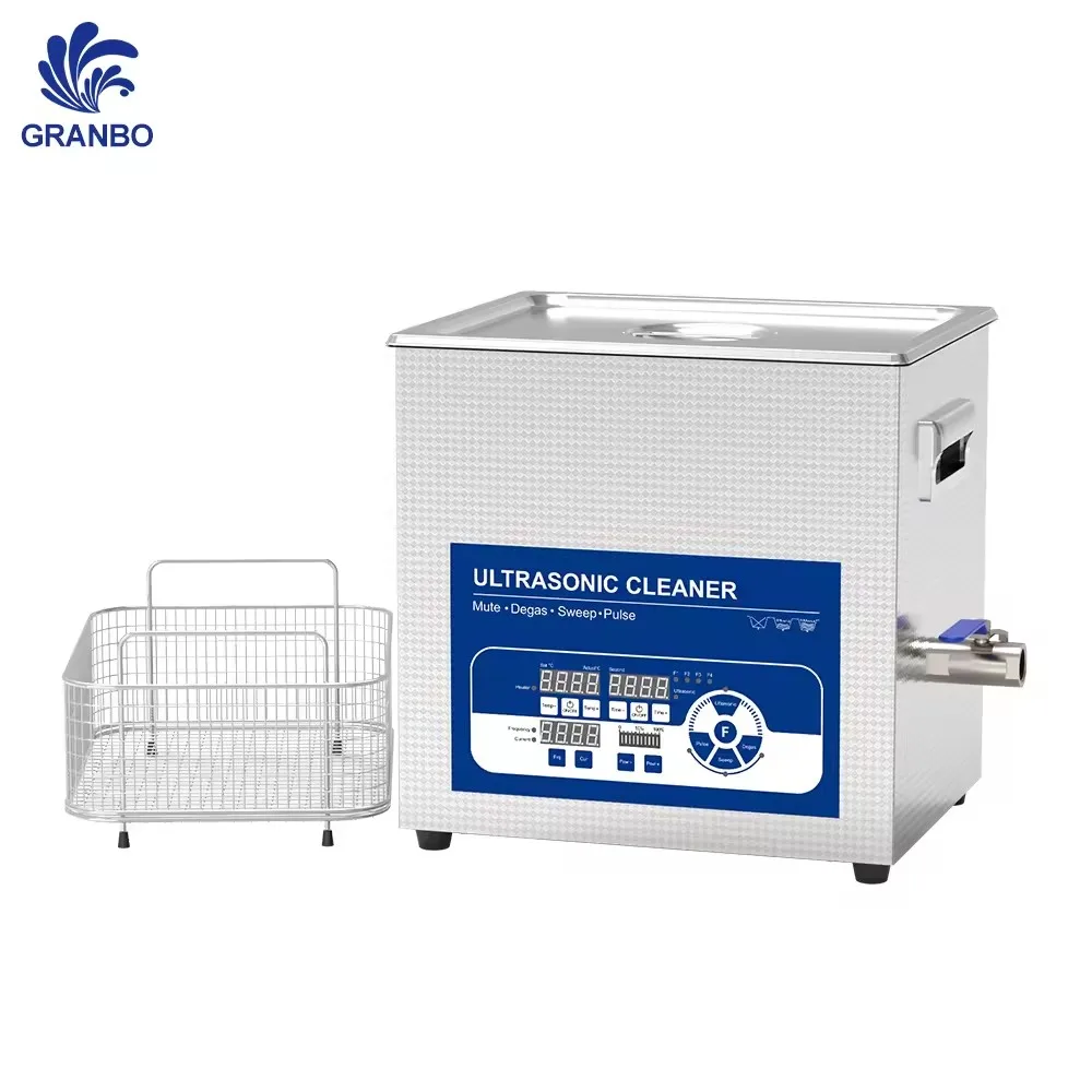 GRANBO 28/40/68/120Khz 10L Lab Ultrasonic Cleaner Machine with Mute Sweep Pulse Degas Timer Heater Power Function Washing Bath