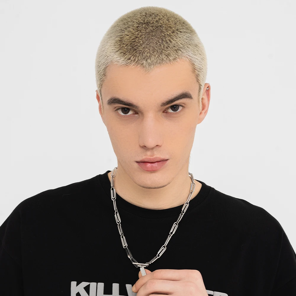 Killwinner Unisex High Street Style Trend Titanium Steel Simple Paper Clip Design Necklace for Men