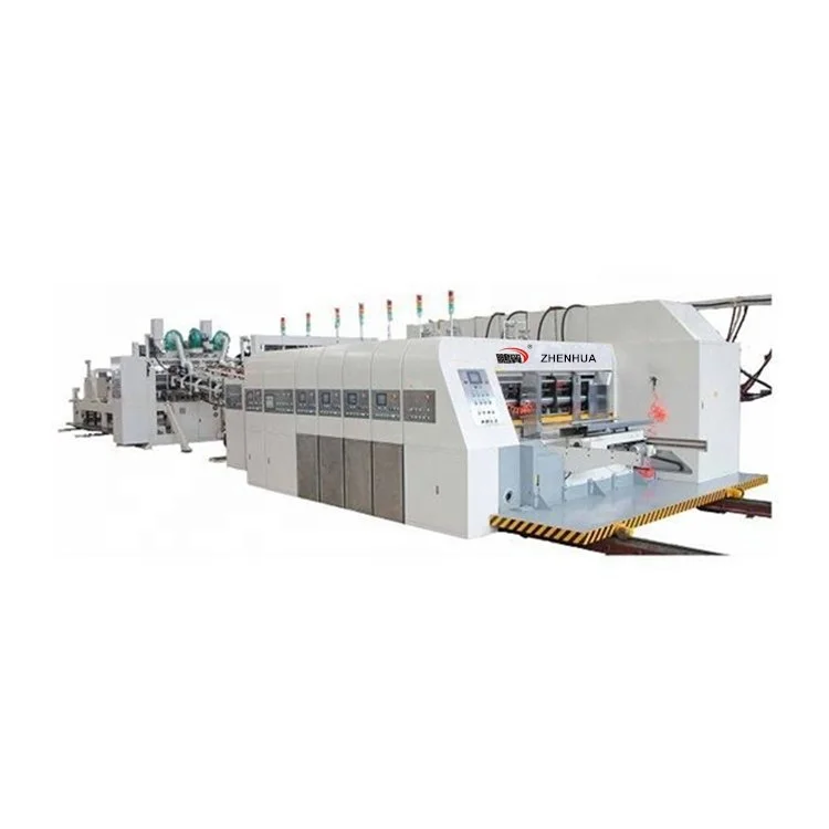 ZHENHUA-SYKM-F Printer Slotter Machine Rotary Die Cutting Machine With Folder Gluer For Making Corrugated Box In Line