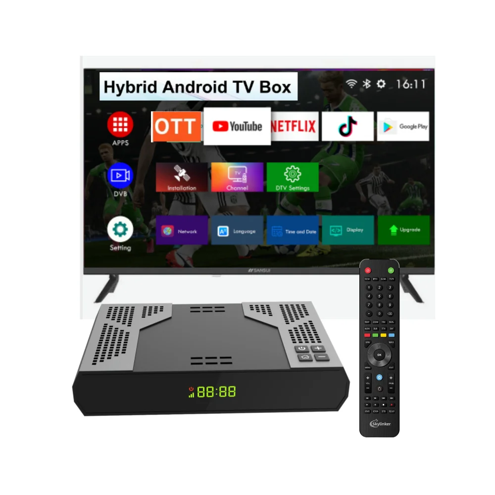 Hybrid Android 4K DVB-S2 TV Box hi6323 H.265 5G Wifi 2GB 16GB OTT+DVB FAT Decoder Digital Satellite Receiver Combo Set-top Box