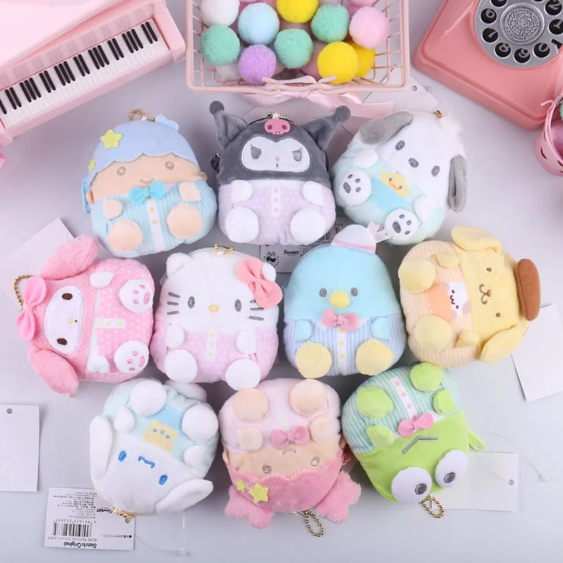 Пушистые кошельки Hello Kitty Cinnamoroll рюкзак для монет кошелек Детская сумка Airpods через плечо с подвеской Миниатюрный держатель карт в подарок