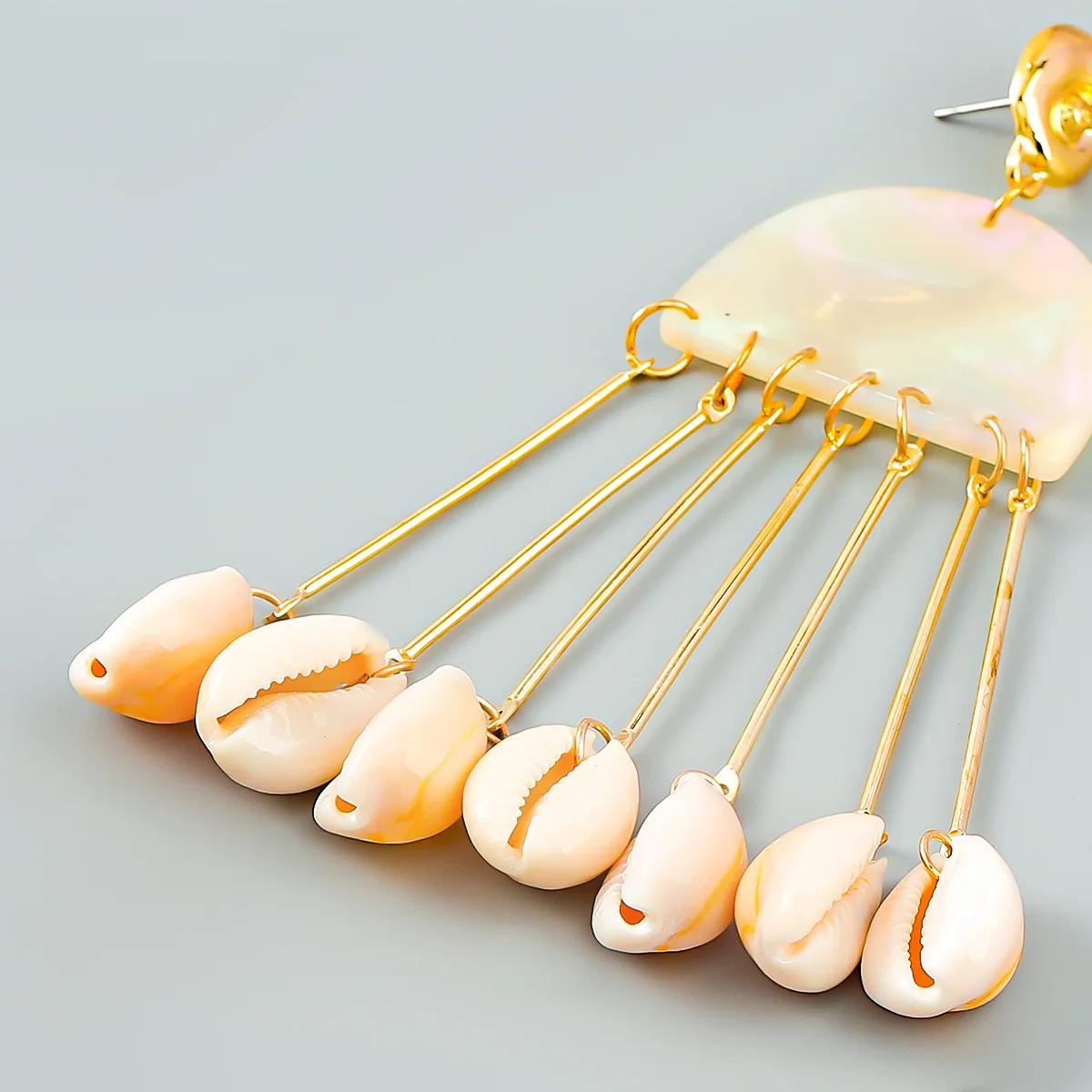 New Arrival Boho Multi Layer Shell Long Tassel Jewelry Acetic Acid Plate Ethnic Style Drop Earring For Women