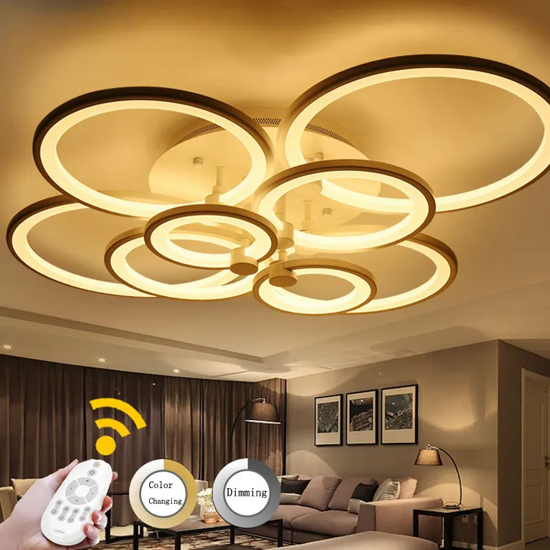 Modern Living Dining Room Bedroom Home Circle Rings Led Zhongshan Ceiling Lights
