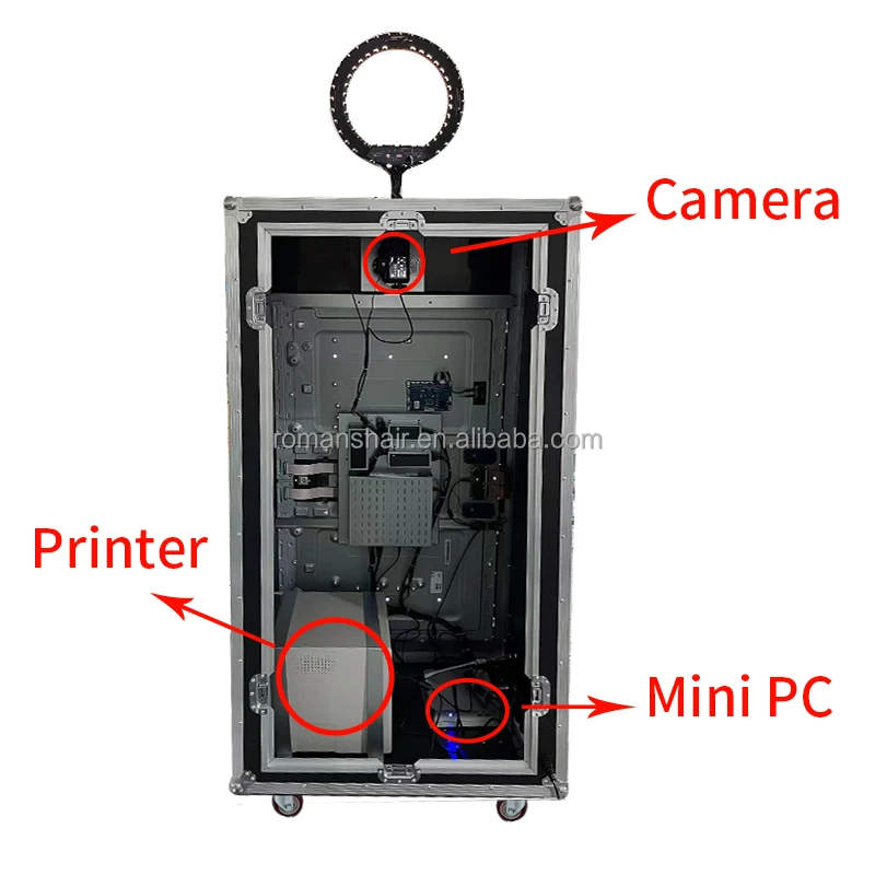 Portable Selfie Wedding 65 inch magic mirror photo booth kiosk machine led frame enclosure wedding party For Sale Popular