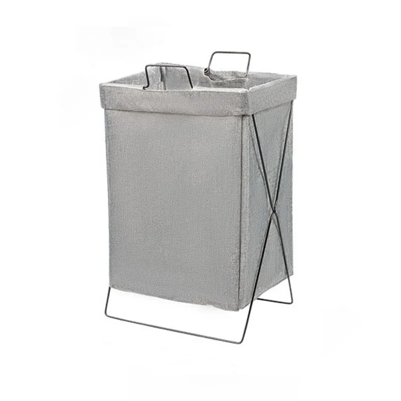 Foldable cloth storage basket wrought iron bracket save space easy clean laundry basket storage basket