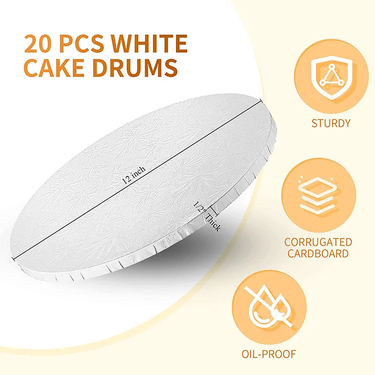 Hot Sale Customized Thick Cake Board Food Grade Cake White Circle Cardboard Base