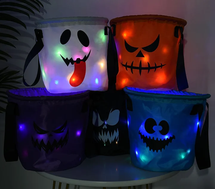 halloween decorations 2023 halloween bag candy gift bags basket LED light toy candy bag