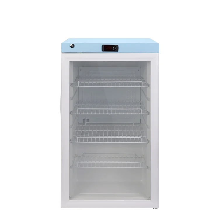 2-8 degree medical glass door pharmacy vaccine display fridge refrigerator with alarm and lock