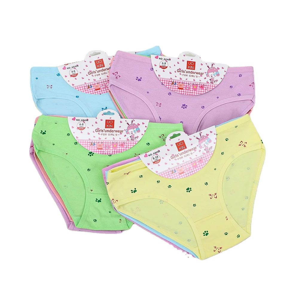UOKIN 3 Pcs Pack Little Girls Kids Panties 100% Cotton Cute Cartoon Briefs for Children 4-10 Years