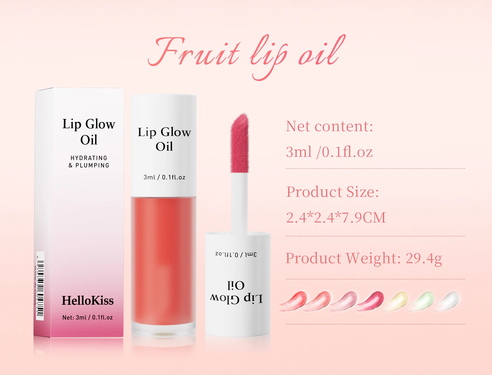 24-Hour High Shine Gloss Lip Glow Oil Mineral and Herbal-Based Lip Oil with Brush Applicator Fruit Moisturizing Lip Oil