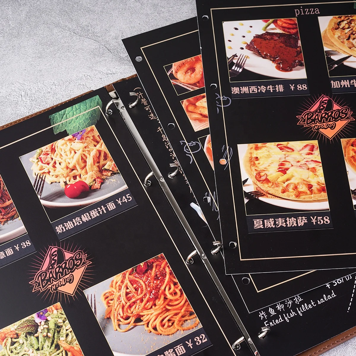 4 Holes A4 PU Leather Ring Binder Menu By High Quality Manufacture Factory From Yimi