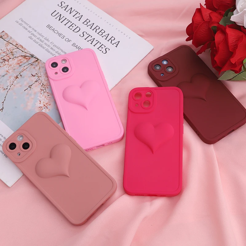 Luxury lovely 3D heart phone case for iphone 13 pro max cover