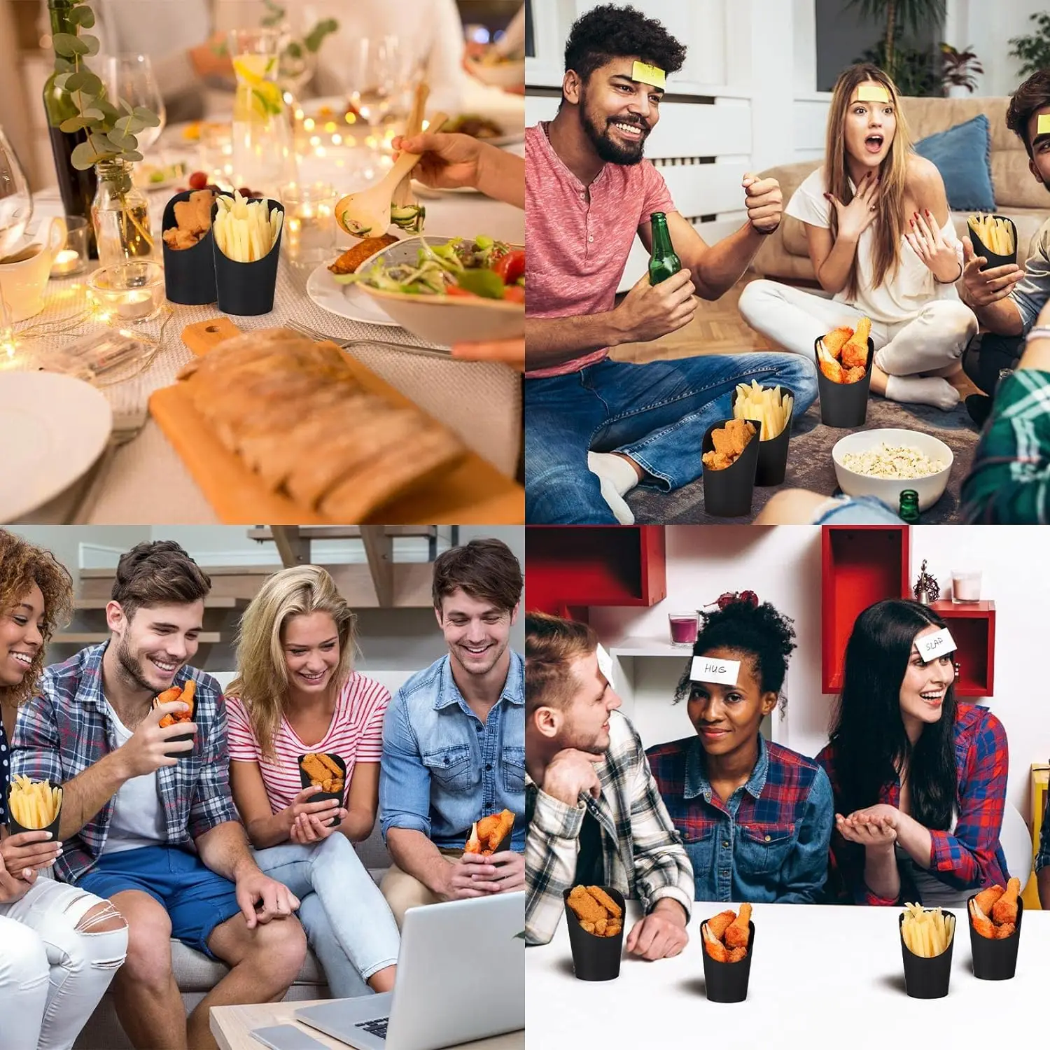 Biodegradable Black Fast Fast food takeout fries and fried chicken restaurant Packing Ice cream dessert paper cup for food