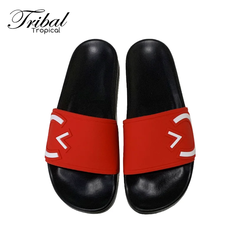 Customizable Mens Fancy Rubber Slippers High Quality Pool Slide Sandals red Manufacturer Luxury Slide Sandals Rubber Slippers