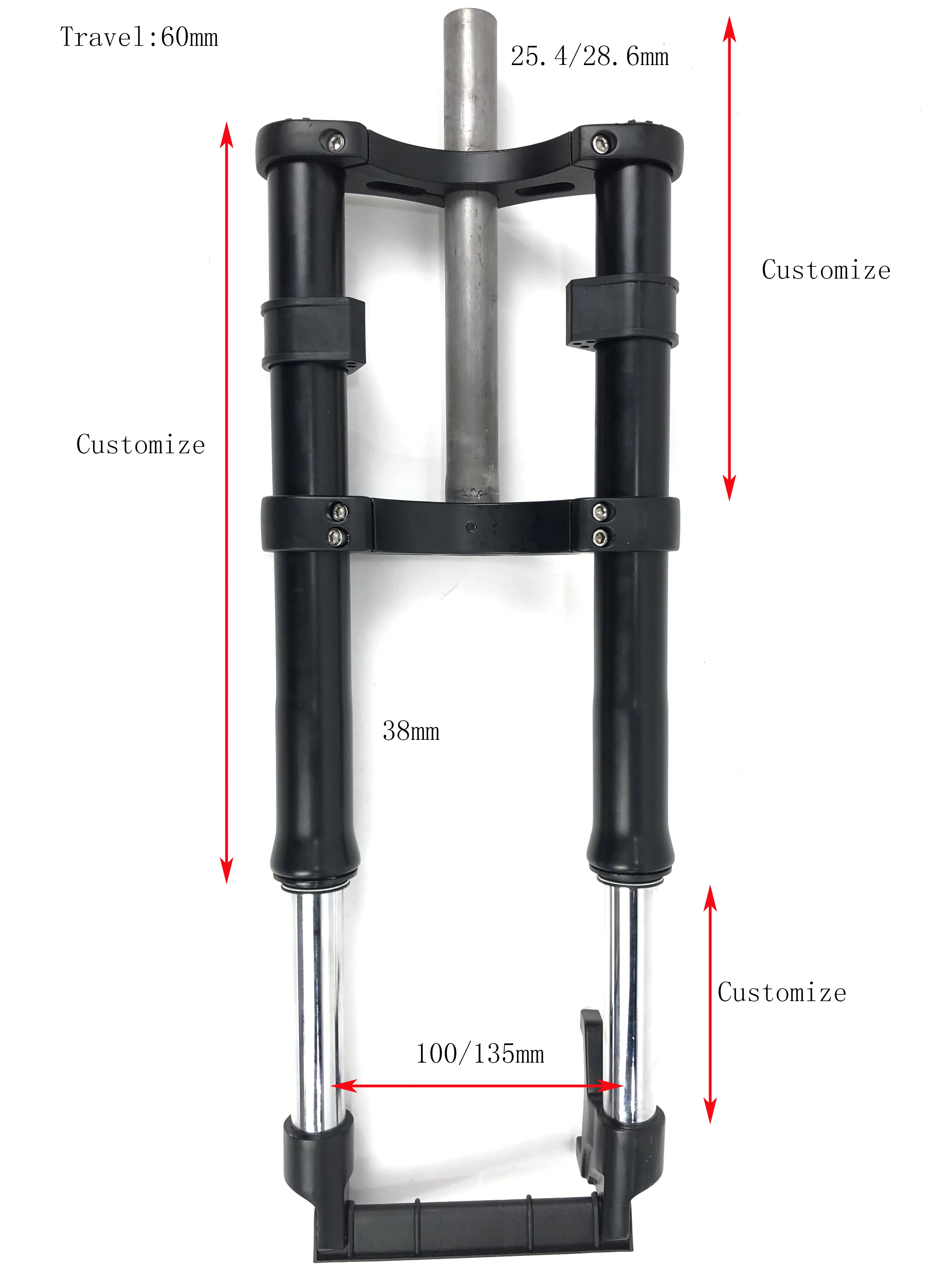 20' 24' 26' Alloy Double Crown Steel Tube Suspension Fork Mountain Bike Fat