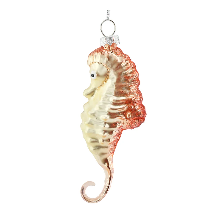 Customized Xmas Tree Funny Baubles Glass Small Seahorse Hanging Ornaments Colorful Christmas Decoration