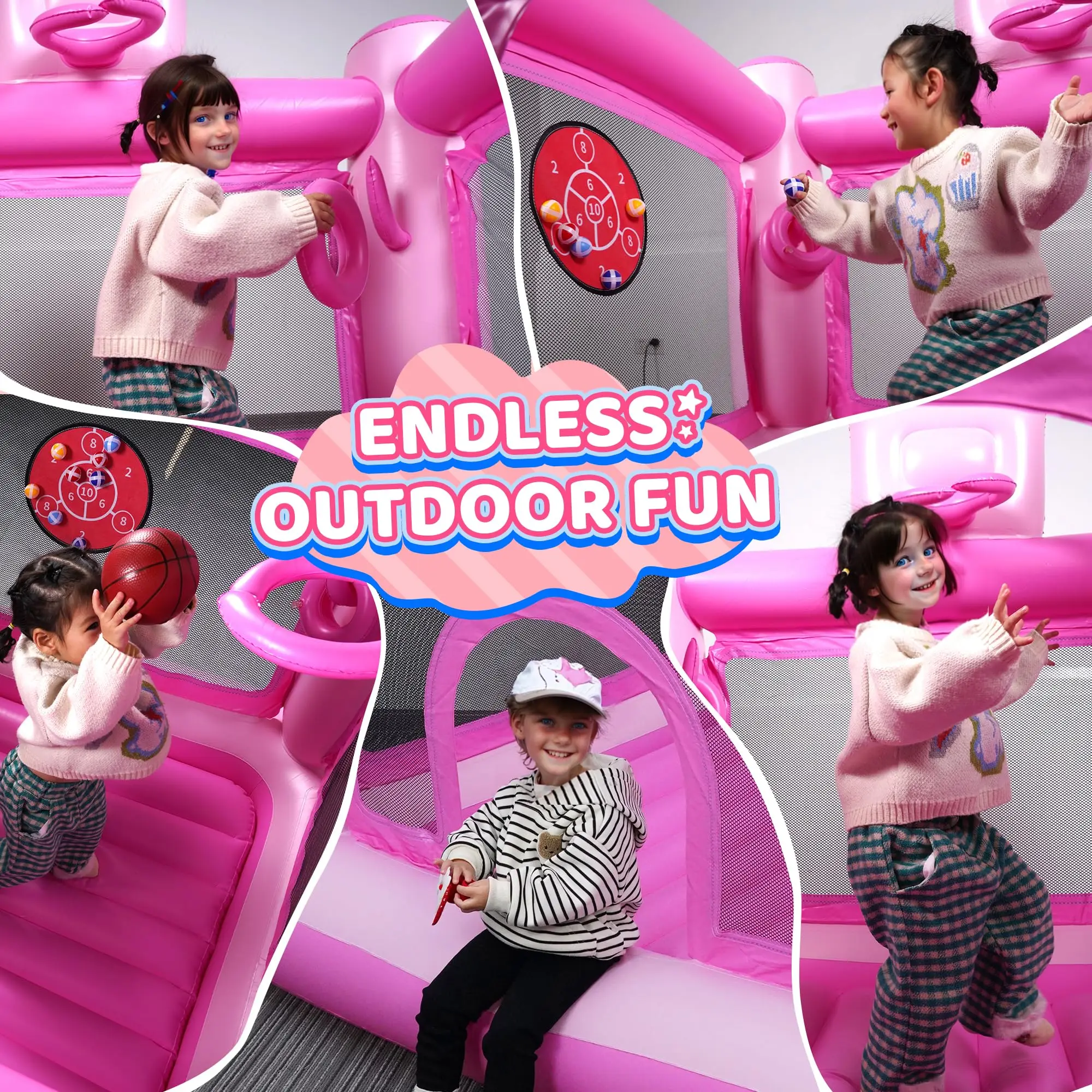 Good Quality Bouncy Castle Pink PVC Inflatable Jump House Party Small Bounce Castle Kids Bounce House
