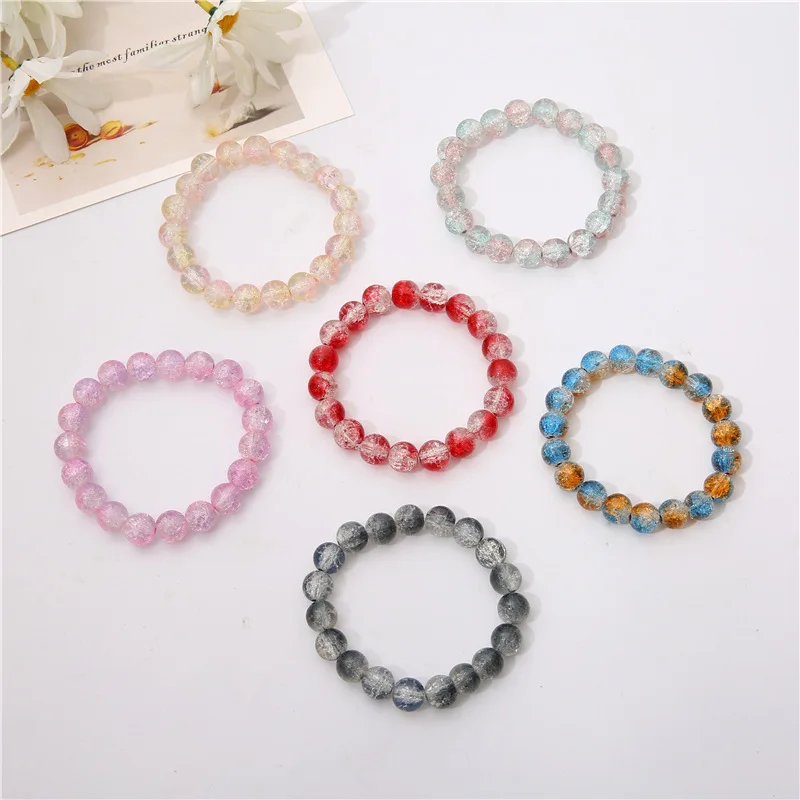 Crystal glass beads bracelet glass breaking bracelet 10cm crystal stretch glass color bracelet