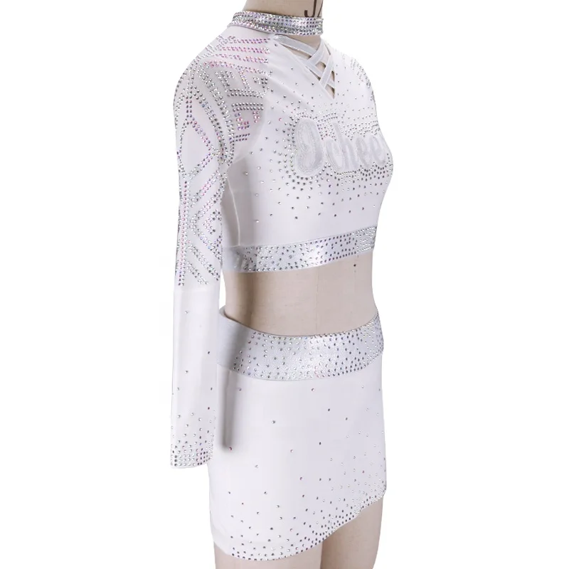 OEM Factory Direct Supply White Cheerleading Uniform Custom Cheer Practice Wear Dance Uniforms For Adults