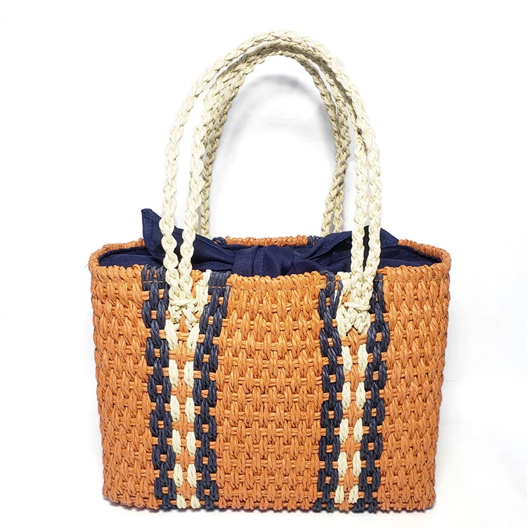 
Wholesale Custom Color Paper Rope Material Bag Woman Fashion Design Handbag 