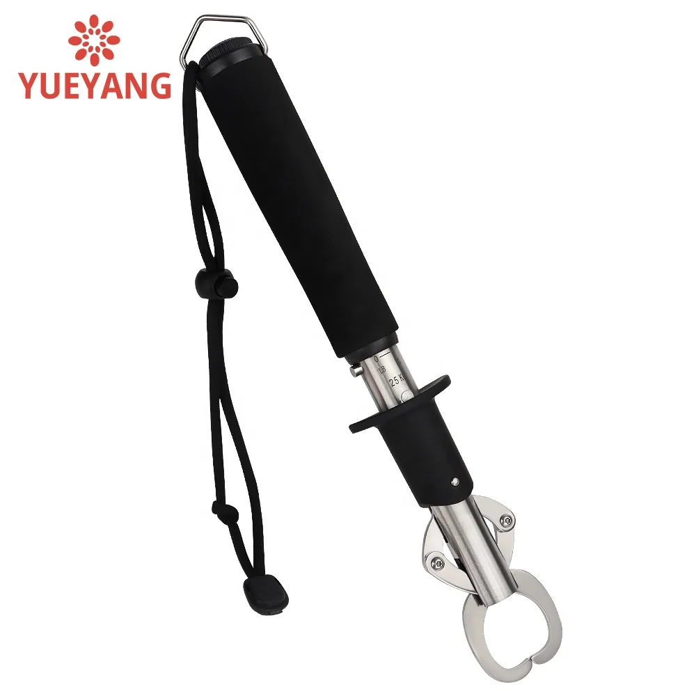 YUEYANG New Fishing Accessories Tackle Stainless Steel Fish Holder Fishing Lip Grip Grabber Fishing Gripper with Weight Scale