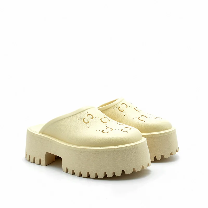 QY4127 2024 Candy color designer shoes Sandals for women Slide Thick soles 5CM large size 35-44 Beach lady half slippers