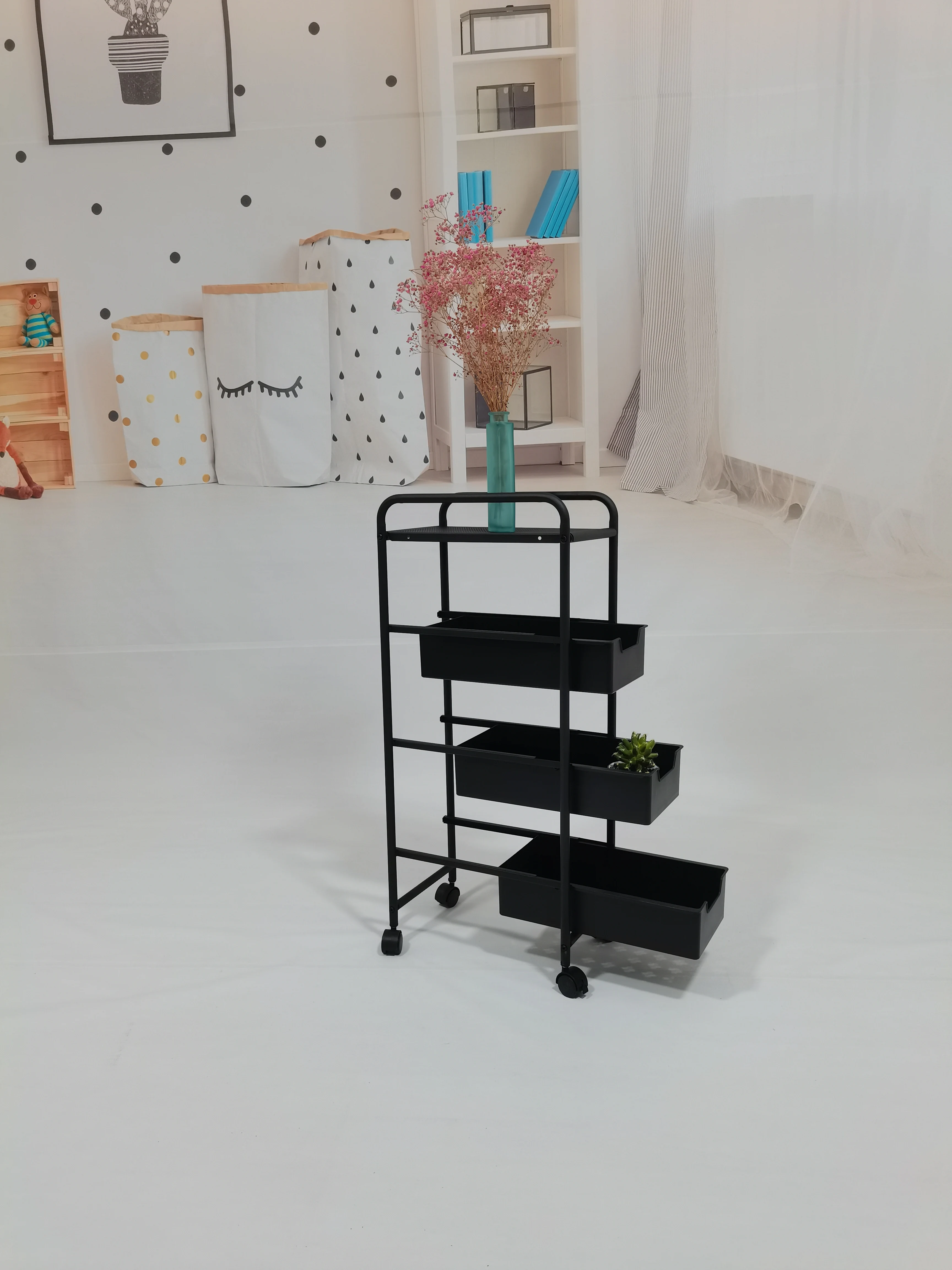 YHN-8478 kitchen trolley cart save space storage vegetable storage rack with wheels