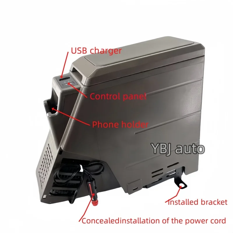 YBJ Interior Portable 12V LC79 Armrest Cooler Box Gray Refrigerator for Land Cruiser 70 75 LC76 LC70 Mini Fridge FJ79 car fridge