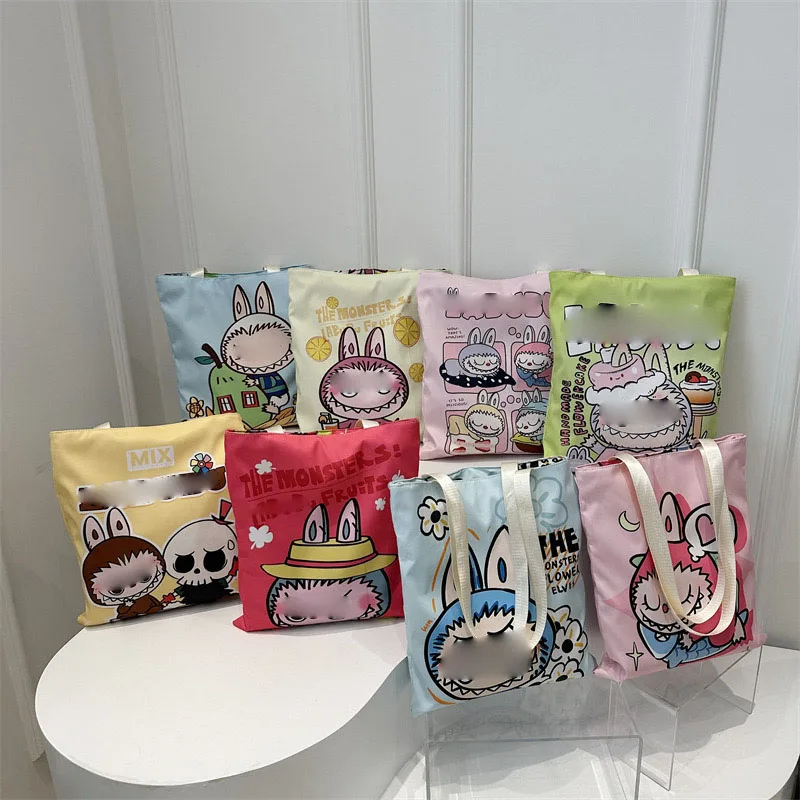 Wholesale high-quality labu multifunctional canvas bag capacity student shoulder bag for class shopping zipper mom bag