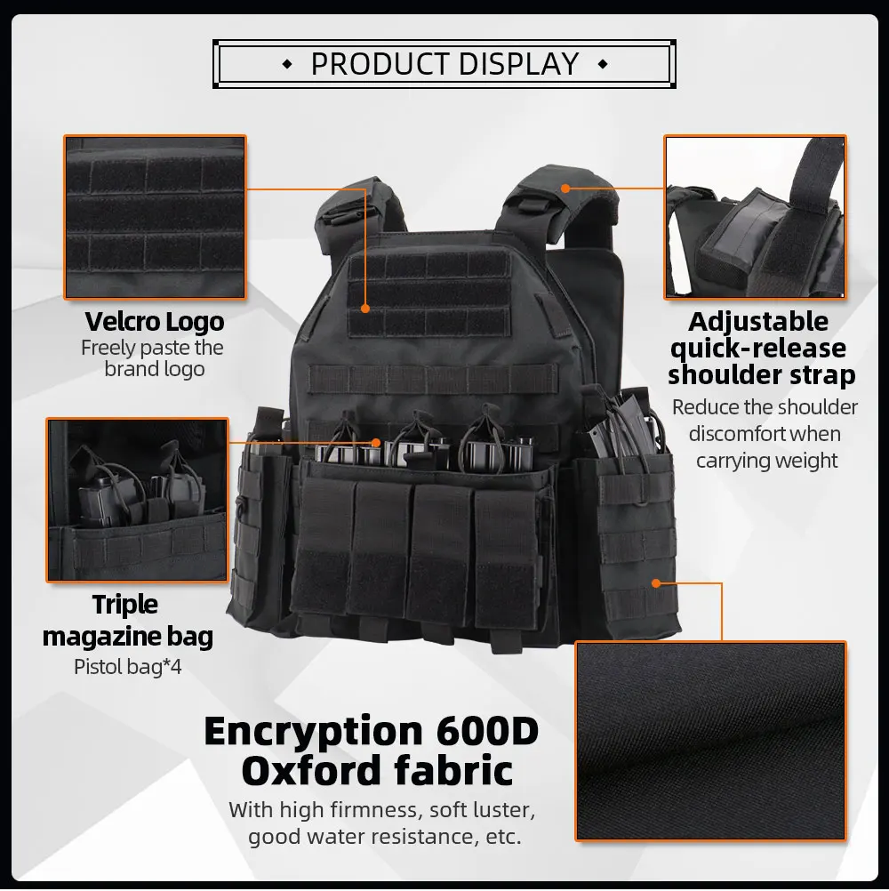 Supplies Combat Assault Protective Vest Multi Pouch Tactical Gear Equipment Modular Security Tactical Vest Plate Carrier
