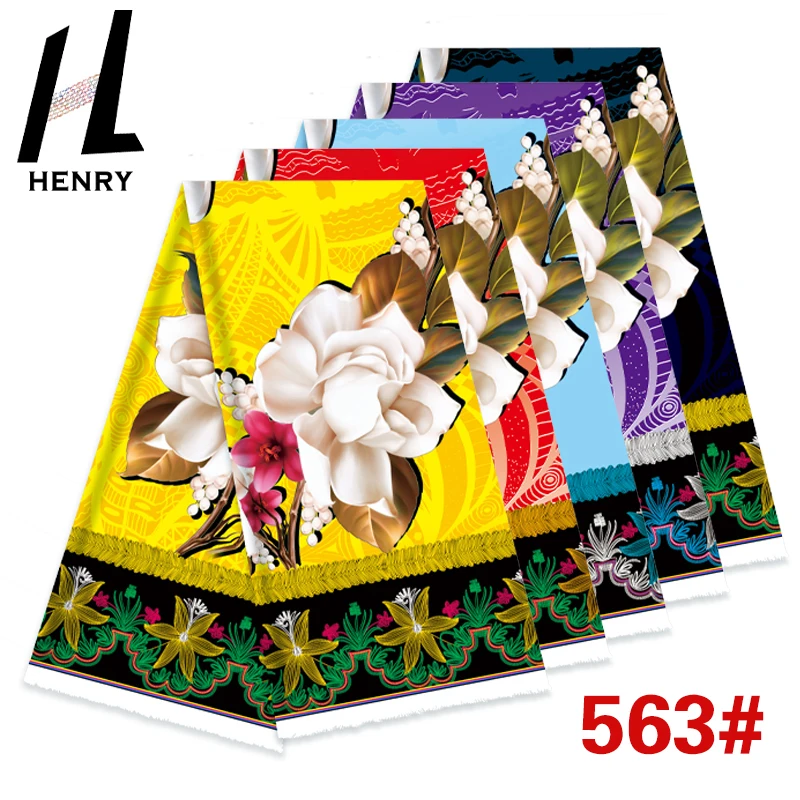 Henry Hibiscus Flowers With Tapa Blocks W/fringes Print Fabrics For Garment Custom Girls Clothing Wedding Dresses Small Order