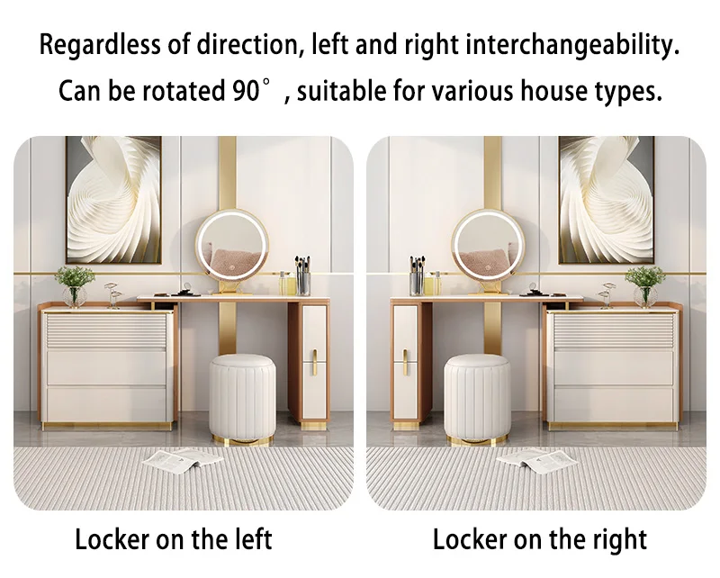 Simple Design Bedroom Furniture Vanity Dressing Table With LED Light Mirror