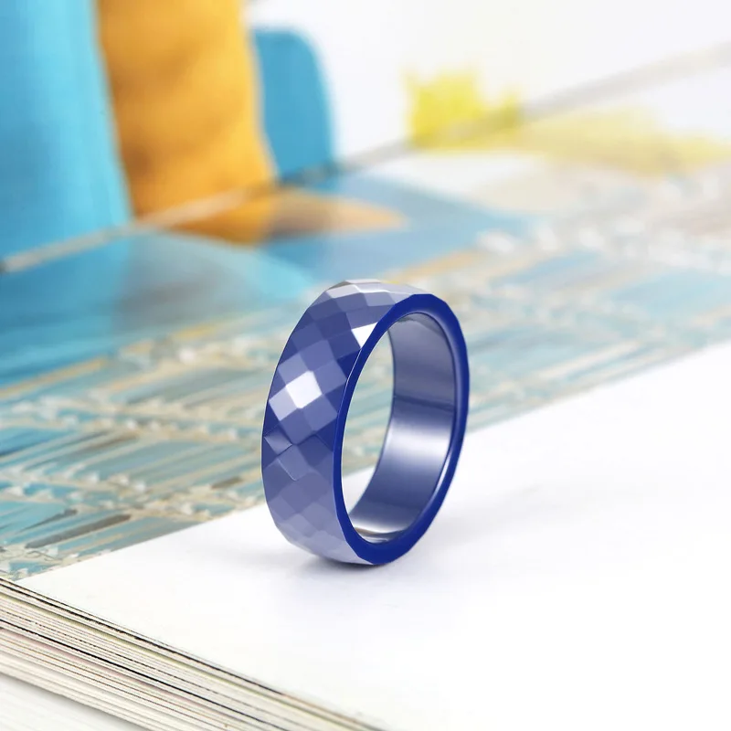 Wholesale Price Blue/Black/ Pink Ceramic Wedding Rings 6mm Ring For Man Hammered Ceramic Rings Fashion Rings