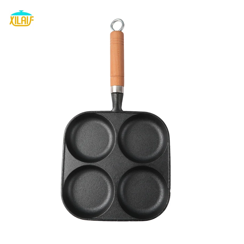 Round ball cast iron Non-stick 4 hole poached Egg Steak frying pan Breakfast Maker