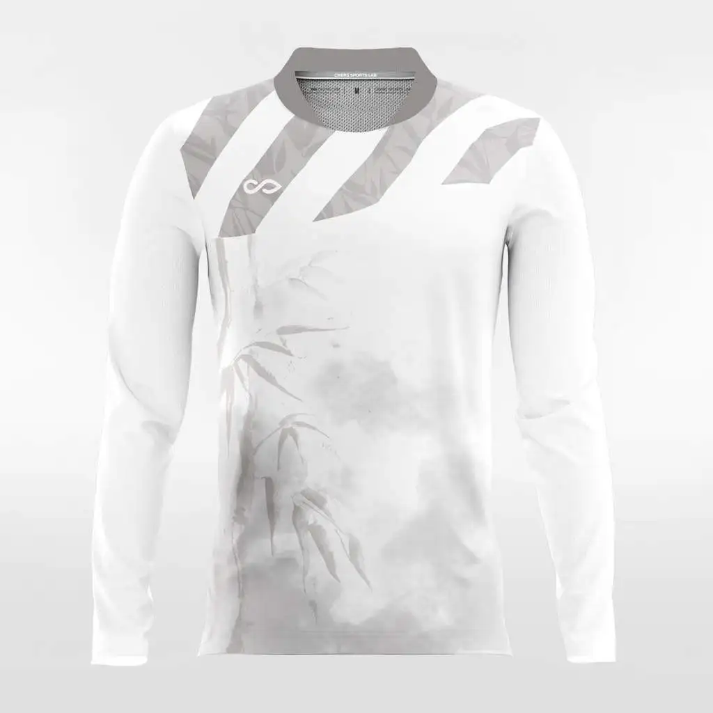 Chinese Style White Long Sleeve Top Custom Sublimation Soccer Jersey Uniforms Football Kits