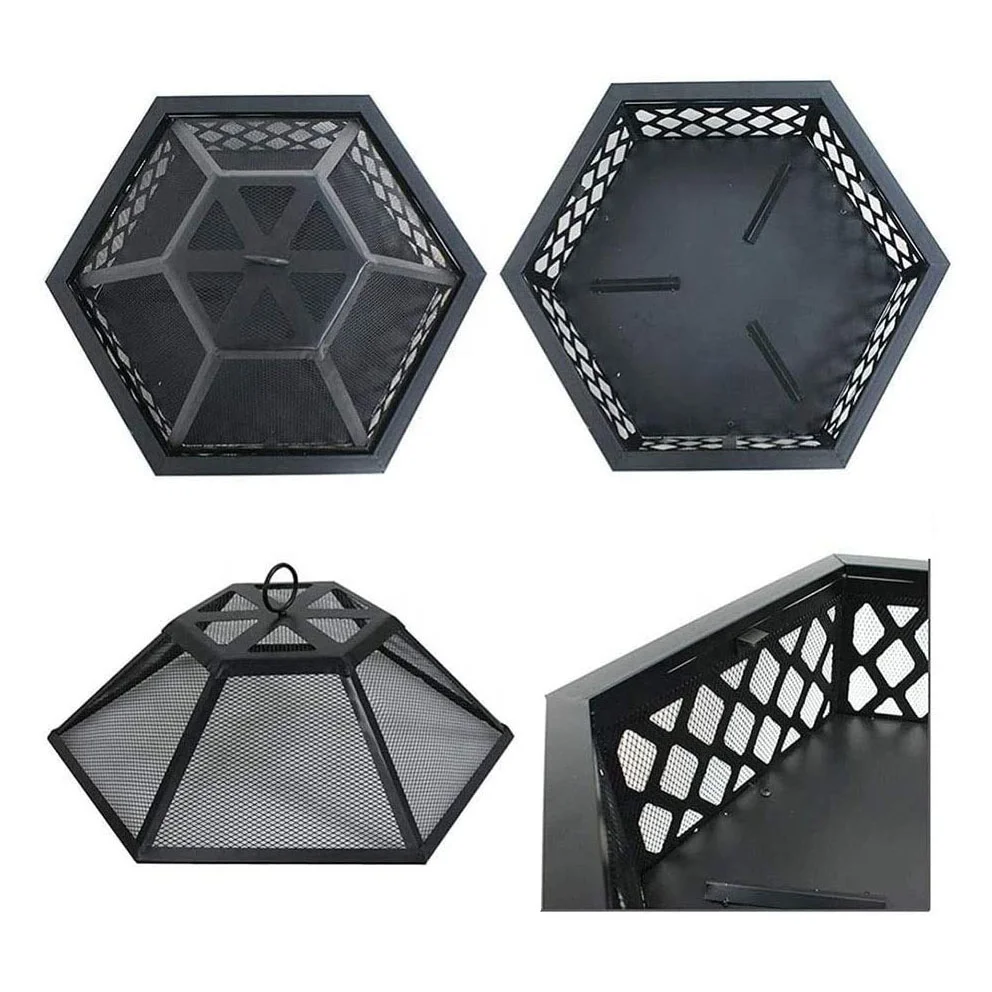 Hex Shape Bronze Wood Burners Fireplace Steel Firepit Bowl