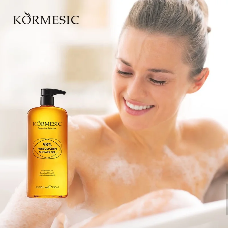 Private Label KORMESIC 98% Pure Glycerin Shower Gel Body Wash For Sensitive Skin Natural Essential Oil