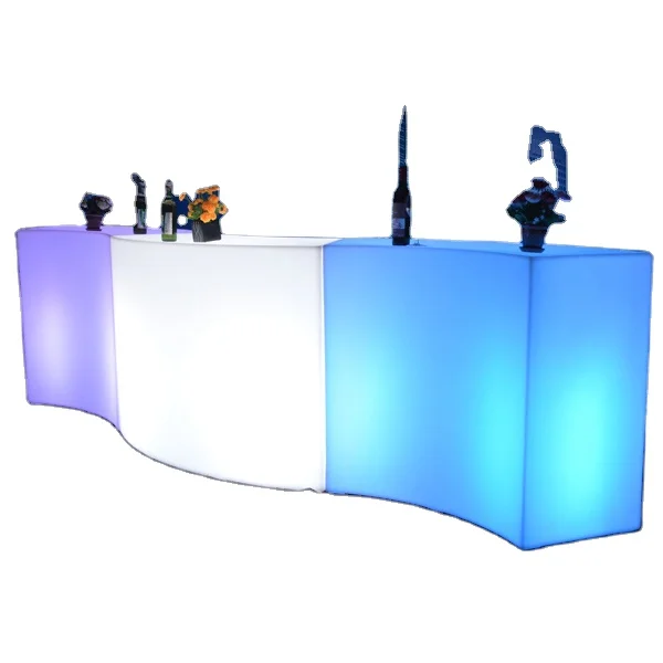 New Style Long Curve led Bar Counter led high bar table