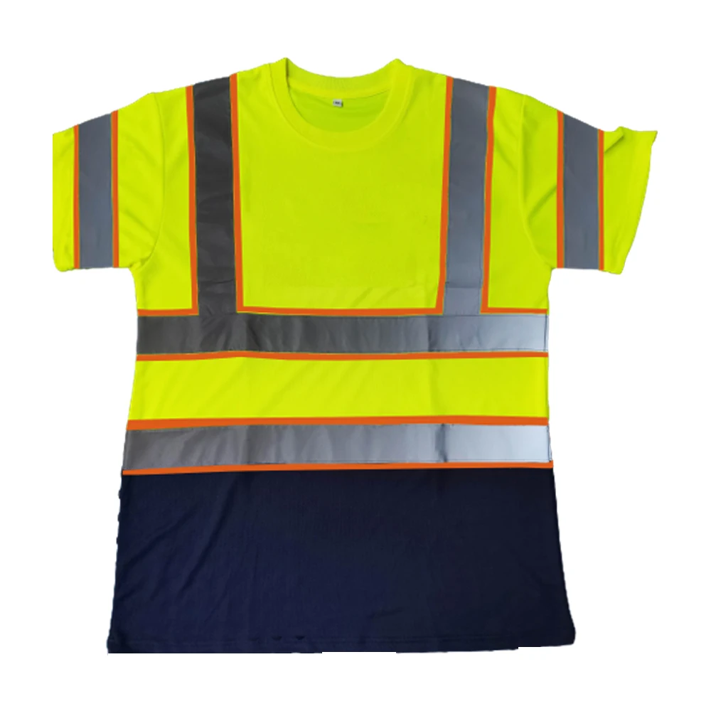 Wholesale short sleeve security t-shirt high visibility reflective quality safety t shir hi vis from china with chest pocket