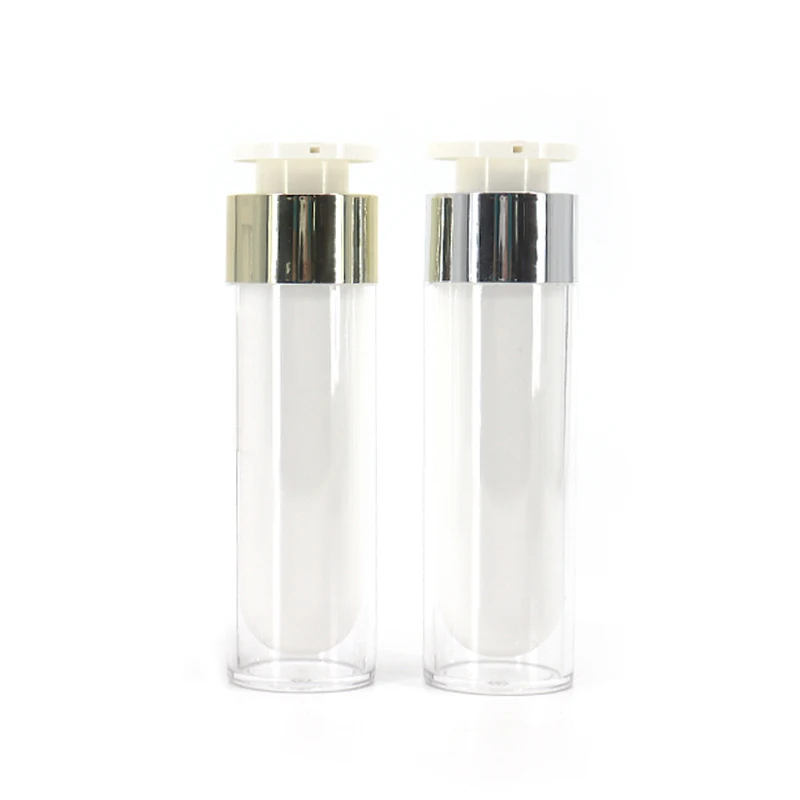 Double Wall Acrylic Square Transparent Lotion Eye Cream Serum White Clear 15ml 50ml 100ml Airless Pump Bottle with Twist Lock