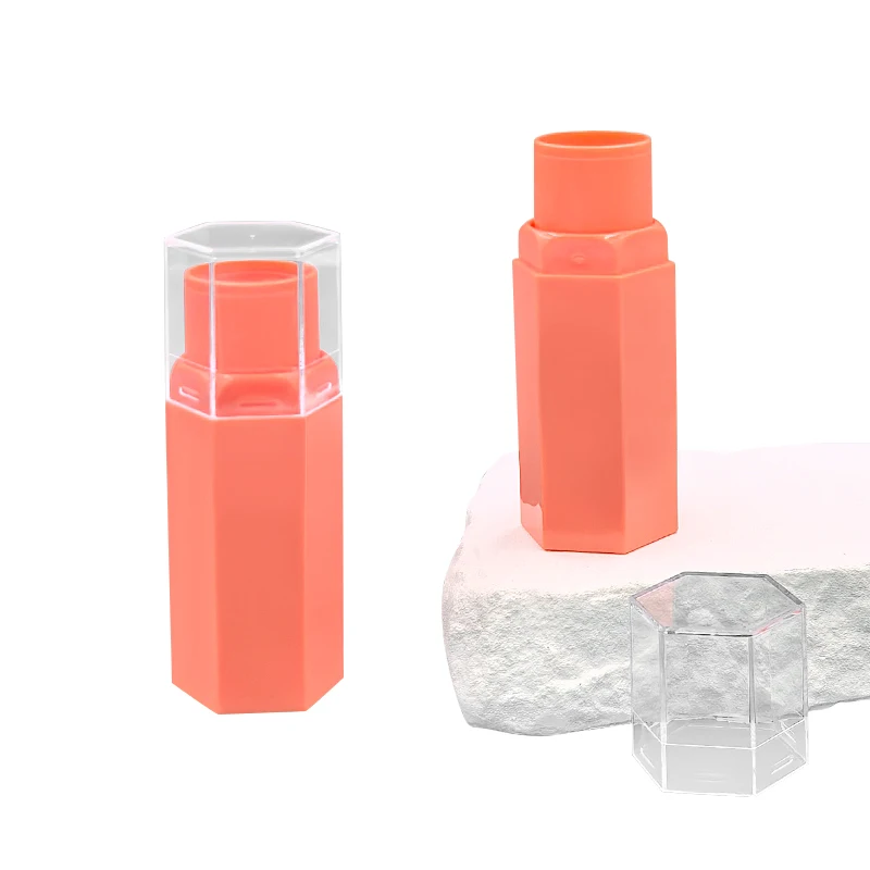 Wholesale  custom 3ml Hexagon shape empty glaze tube lip gloss container Plastic bottle sample cosmetic packaging material