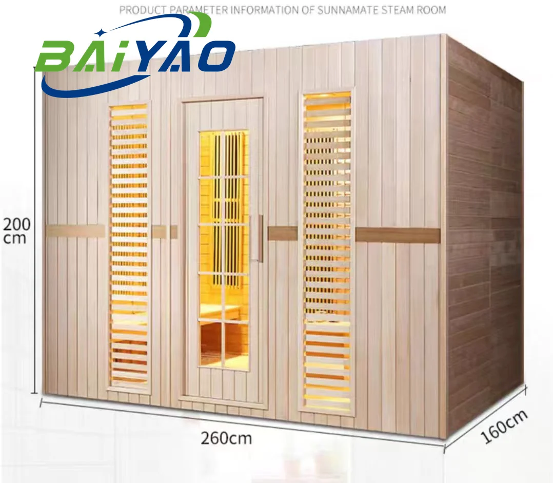 Large Size Sauna Indoor Hemlock Wood Slimming Beauty Wet Sauna Room Health And Wellness Spa Sauna 6 Person