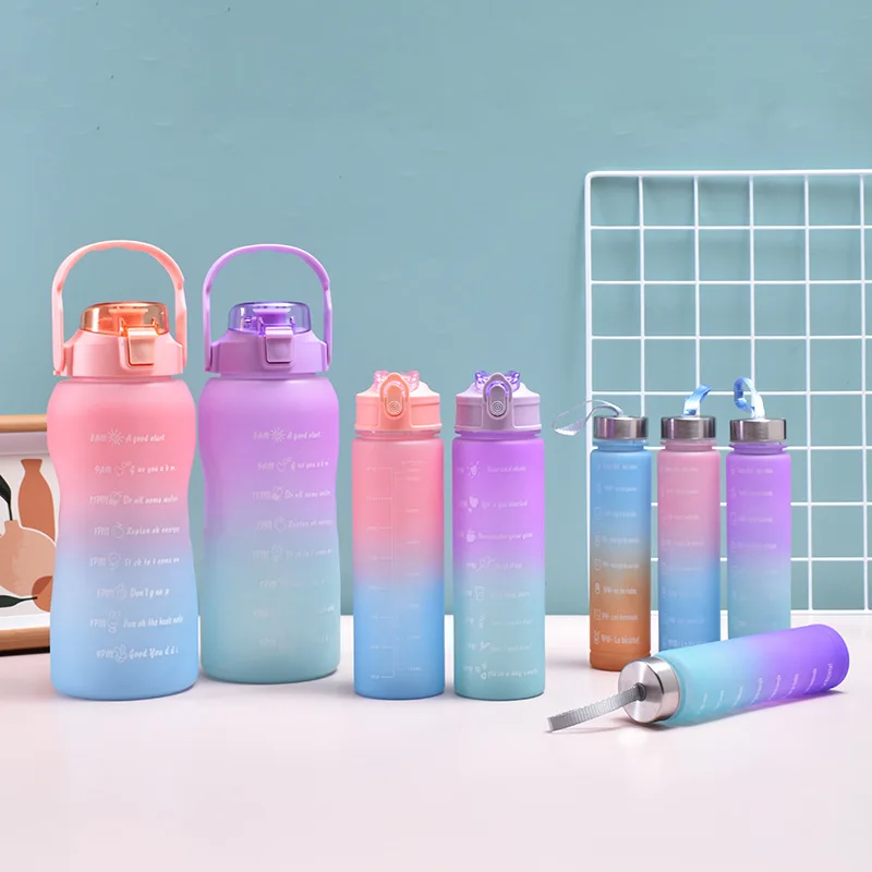 64 Oz Bpa Free Reusable Time Marker Camping Water Jug With Handle Leakproof Large Motivational Water Bottle For Gym